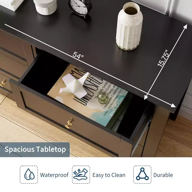 6 Drawer Dresser for Bedroom, Wood Storage Chest of Drawers for Living Room, Hallway, Entryway