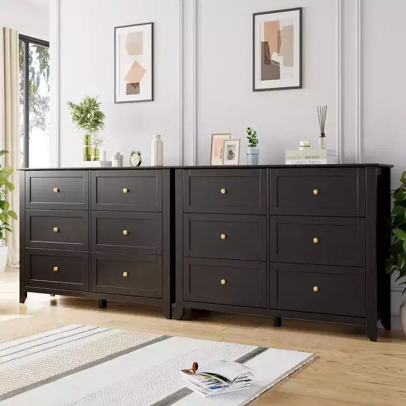 6 Drawer Dresser for Bedroom, Wood Storage Chest of Drawers for Living Room, Hallway, Entryway