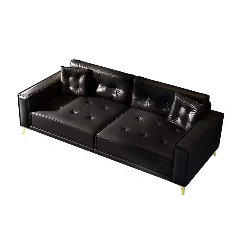 92.1" King Size Pull Out Sleeper Sofa Bed, 3-In-1 Faux Leather Convertible Sofa Couch with 2 Pillows