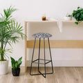 Herringbone Barstool, Black, 30" Upholstered Steel Frame, Geometric Pattern