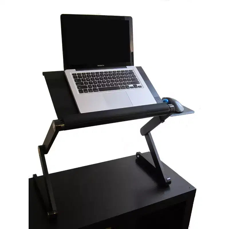 Adjustable Laptop Cooling Stand & Lap Desk, Aluminum, USB Ports, Black