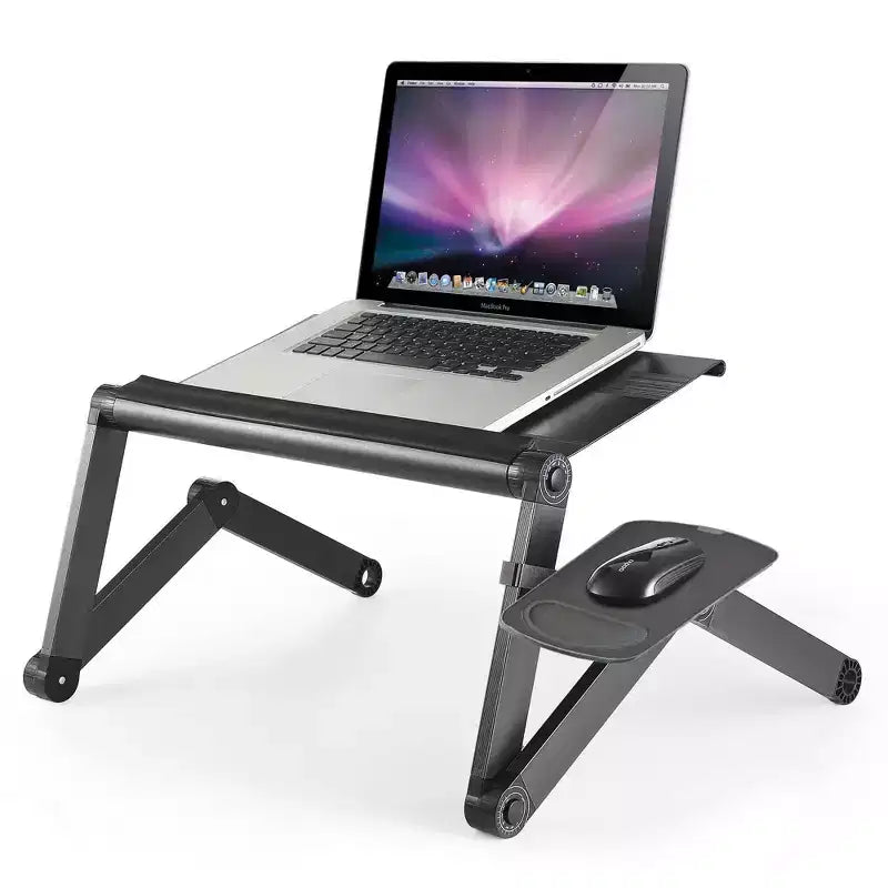 Adjustable Laptop Cooling Stand & Lap Desk, Aluminum, USB Ports, Black