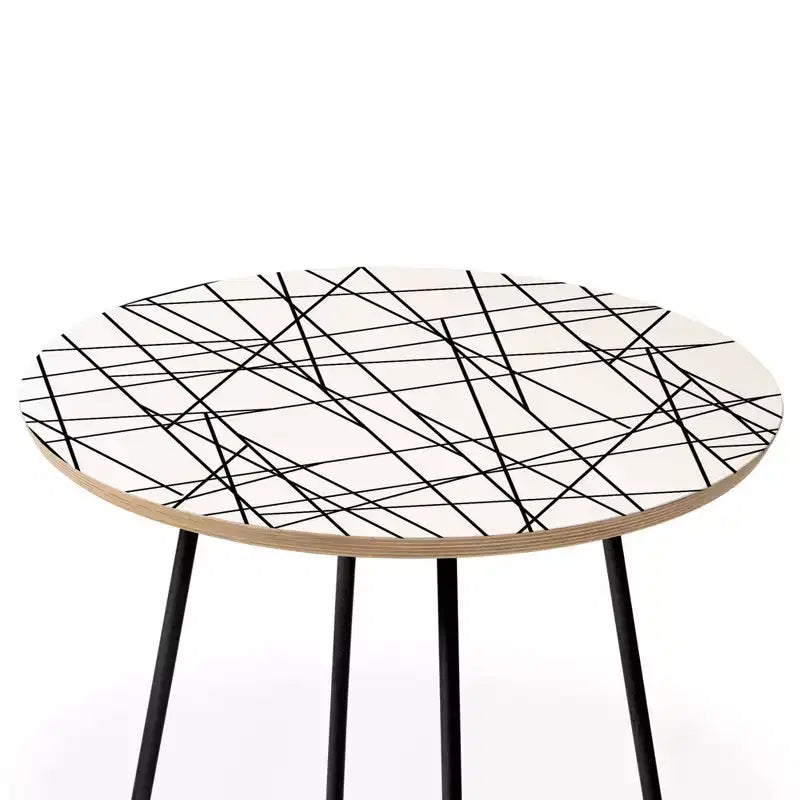 Architecture Side Round Table, Black, Modern Stain-Resistant Wood Composite Top, Steel Frame
