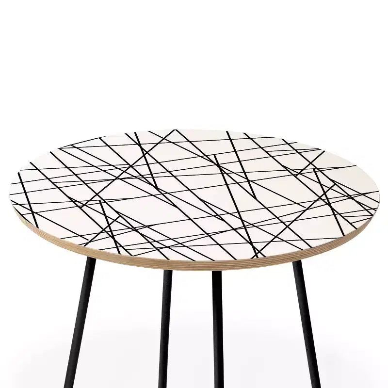 Architecture Side Round Table, Black, Modern Stain-Resistant Wood Composite Top, Steel Frame