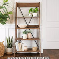68.25" Boho 4-Tier Solid Pine Ladder Bookshelf & Plant Stand