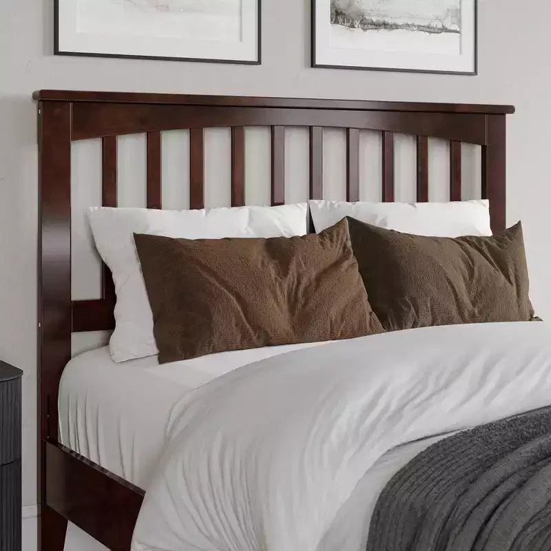 Full Mission Headboard, Wood Frame with Spindles, Satin Stained Finish