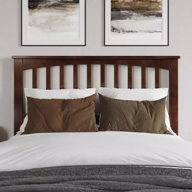 Full Mission Headboard, Wood Frame with Spindles, Satin Stained Finish