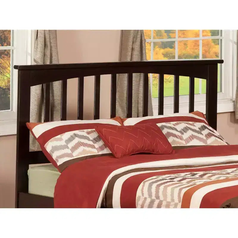 Full Mission Headboard, Wood Frame with Spindles, Satin Stained Finish