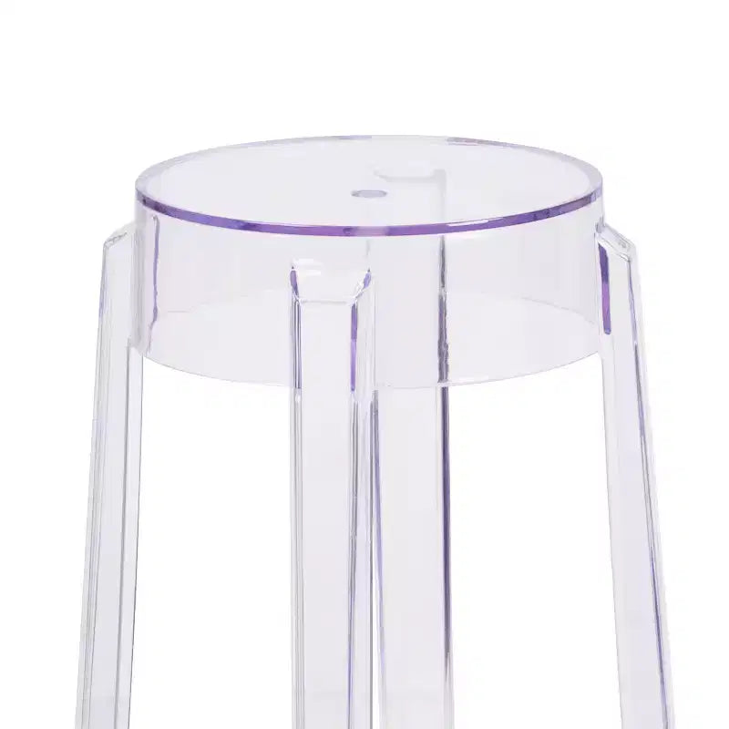 25.75" Transparent Counter Height Stool, Polycarbonate, Stackable, Backless