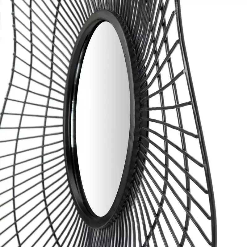 30"x30" Decorative Wall Mirror, Iron and MDF Frame, Black