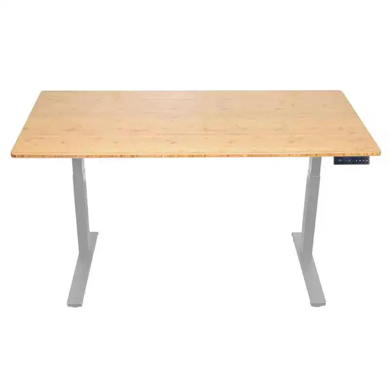 Electric Standing Desk, 60"x30" Natural Solid Bamboo, Height Adjustable 27"–46.7"