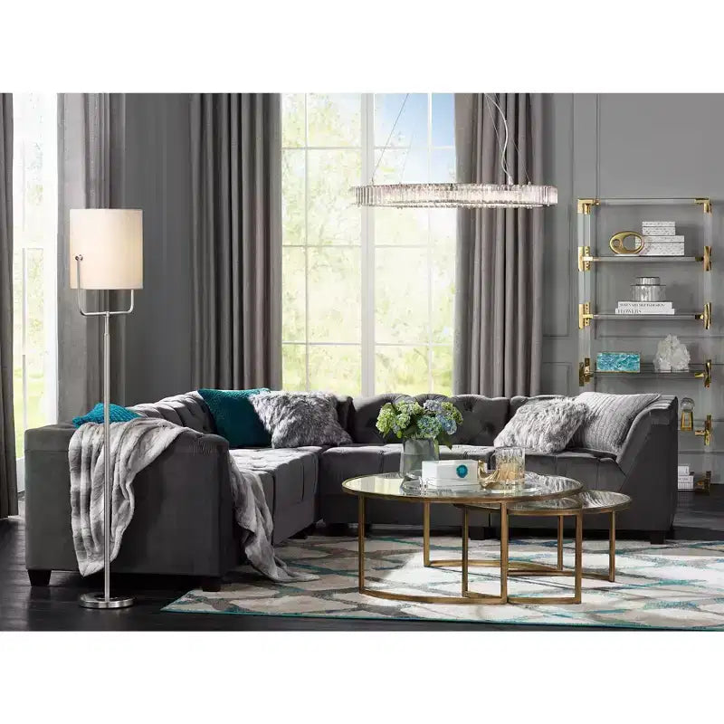 70.75" Clear Acrylic and Gold 6-Shelf Open Bookcase