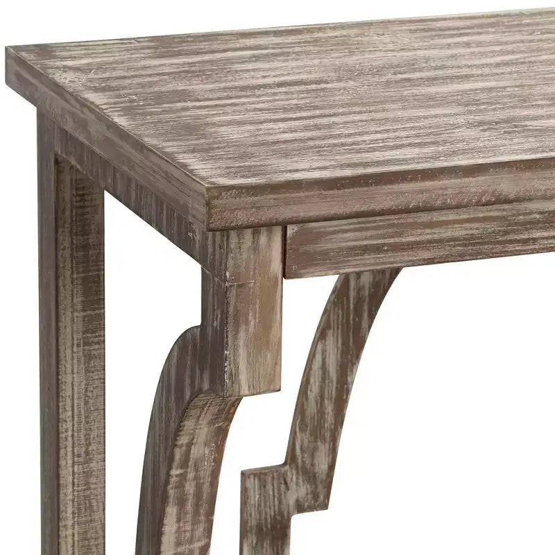 Farmhouse Rustic Chestnut Wood Console Table 64"x15" with 3-Tier Bookshelf, Brown