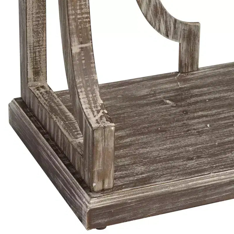 Farmhouse Rustic Chestnut Wood Console Table 64"x15" with 3-Tier Bookshelf, Brown