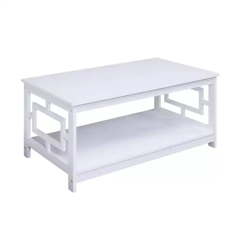 Coffee Table with Shelf, Black, MDF Frame, 4-Leg Base