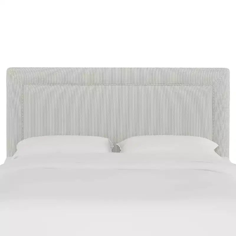 Striped Upholstered Headboard, Twin/Full Size, 100% Cotton, Pine Frame