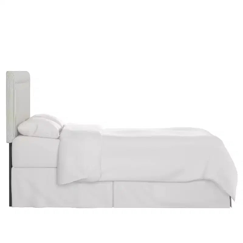 Striped Upholstered Headboard, Twin/Full Size, 100% Cotton, Pine Frame