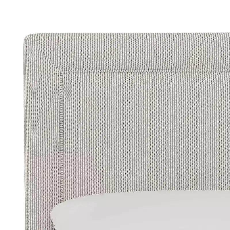 Striped Upholstered Headboard, Twin/Full Size, 100% Cotton, Pine Frame