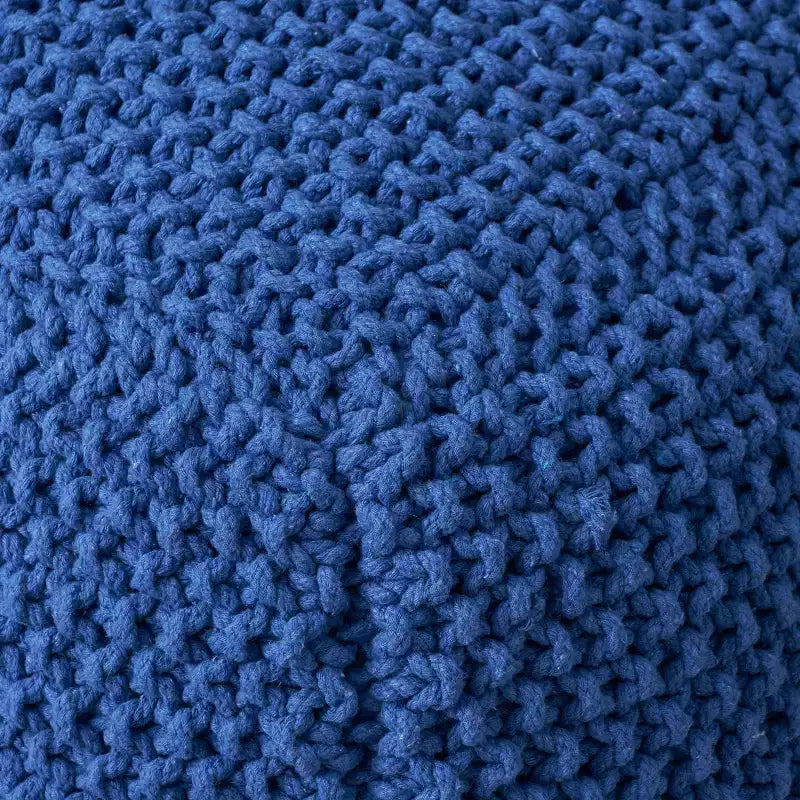 Knitted Pouf, Square, Hand-Stitched 100% Cotton, Natural